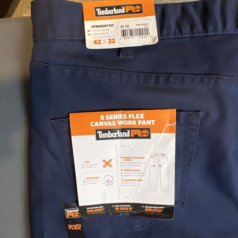 Timberland Pro Straight Fit 8-Series Flex Canvas Blue Work Pant  42x32 NWT - Picture 6 of 6